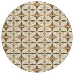 Machine Washable Indoor/Outdoor Chantille ACN2469 Gold 8' x 8' Round Rug