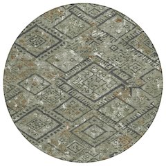 Machine Washable Indoor/Outdoor Chantille ACN2470 Green 8' x 8' Round Rug
