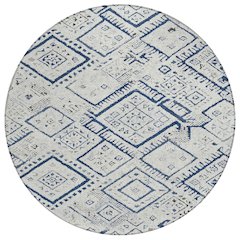 Machine Washable Indoor/Outdoor Chantille ACN2470 Ivory 8' x 8' Round Rug