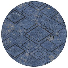 Machine Washable Indoor/Outdoor Chantille ACN2470 Blue 8' x 8' Round Rug