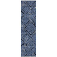 Machine Washable Indoor/Outdoor Chantille ACN2470 Blue 2'3" x 7'6" Runner Rug
