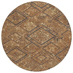 Machine Washable Indoor/Outdoor Chantille ACN2470 Orange 8' x 8' Round Rug
