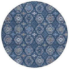 Machine Washable Indoor/Outdoor Chantille ACN2471 Blue 8' x 8' Round Rug