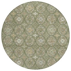 Machine Washable Indoor/Outdoor Chantille ACN2471 Green 8' x 8' Round Rug