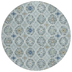 Machine Washable Indoor/Outdoor Chantille ACN2471 Teal 8' x 8' Round Rug