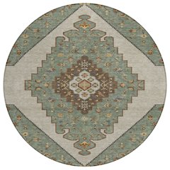 Machine Washable Indoor/Outdoor Chantille ACN2472 Green 8' x 8' Round Rug