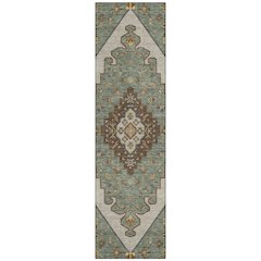 Machine Washable Indoor/Outdoor Chantille ACN2472 Green 2'3" x 7'6" Runner Rug