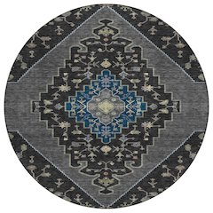 Machine Washable Indoor/Outdoor Chantille ACN2472 Black 8' x 8' Round Rug