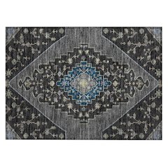 Machine Washable Indoor/Outdoor Chantille ACN2472 Black 1'8" x 2'6" Rug