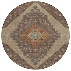 Machine Washable Indoor/Outdoor Chantille ACN2472 Brown 8' x 8' Round Rug