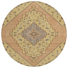 Machine Washable Indoor/Outdoor Chantille ACN2472 Gold 8' x 8' Round Rug