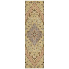 Machine Washable Indoor/Outdoor Chantille ACN2472 Gold 2'3" x 7'6" Runner Rug