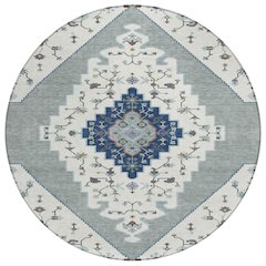 Machine Washable Indoor/Outdoor Chantille ACN2472 Ivory 8' x 8' Round Rug