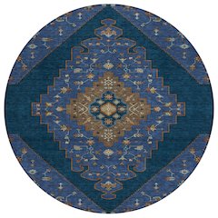 Machine Washable Indoor/Outdoor Chantille ACN2472 Blue 8' x 8' Round Rug