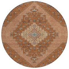 Machine Washable Indoor/Outdoor Chantille ACN2472 Orange 8' x 8' Round Rug
