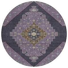 Machine Washable Indoor/Outdoor Chantille ACN2472 Purple 8' x 8' Round Rug