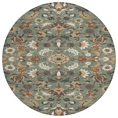 Machine Washable Indoor/Outdoor Chantille ACN2473 Green 8' x 8' Round Rug