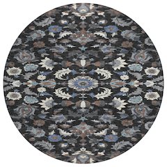 Machine Washable Indoor/Outdoor Chantille ACN2473 Black 8' x 8' Round Rug
