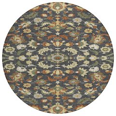Machine Washable Indoor/Outdoor Chantille ACN2473 Gray 8' x 8' Round Rug