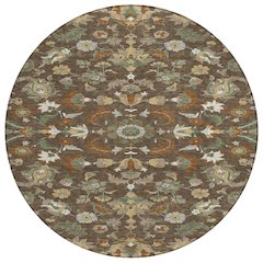 Machine Washable Indoor/Outdoor Chantille ACN2473 Brown 8' x 8' Round Rug