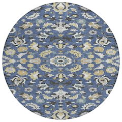 Machine Washable Indoor/Outdoor Chantille ACN2473 Blue 8' x 8' Round Rug