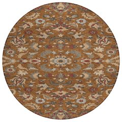 Machine Washable Indoor/Outdoor Chantille ACN2473 Orange 8' x 8' Round Rug