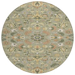Machine Washable Indoor/Outdoor Chantille ACN2473 Green 8' x 8' Round Rug