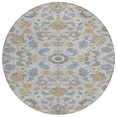 Machine Washable Indoor/Outdoor Chantille ACN2473 Gray 8' x 8' Round Rug