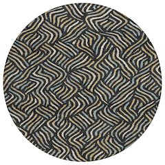 Machine Washable Indoor/Outdoor Chantille ACN2474 Black 8' x 8' Round Rug