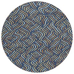 Machine Washable Indoor/Outdoor Chantille ACN2474 Blue 8' x 8' Round Rug