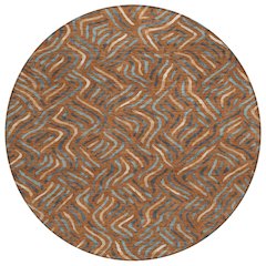 Machine Washable Indoor/Outdoor Chantille ACN2474 Orange 8' x 8' Round Rug