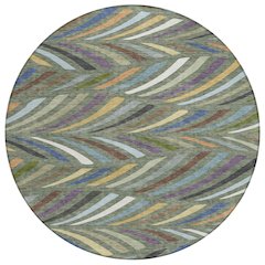 Machine Washable Indoor/Outdoor Chantille ACN2475 Green 8' x 8' Round Rug