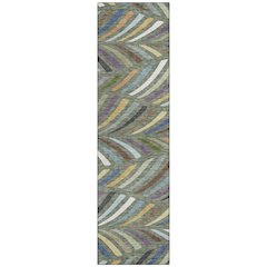 Machine Washable Indoor/Outdoor Chantille ACN2475 Green 2'3" x 7'6" Runner Rug