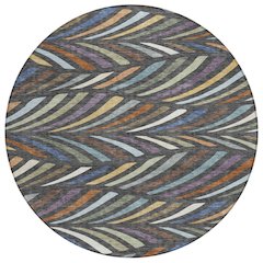 Machine Washable Indoor/Outdoor Chantille ACN2475 Gray 8' x 8' Round Rug