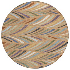 Machine Washable Indoor/Outdoor Chantille ACN2475 Orange 8' x 8' Round Rug