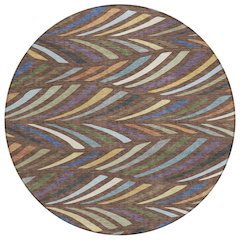 Machine Washable Indoor/Outdoor Chantille ACN2475 Brown 8' x 8' Round Rug