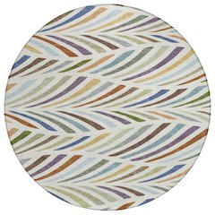 Machine Washable Indoor/Outdoor Chantille ACN2475 Ivory 8' x 8' Round Rug
