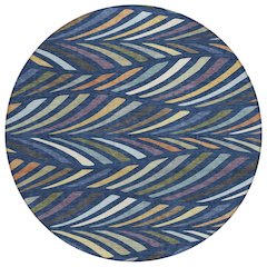 Machine Washable Indoor/Outdoor Chantille ACN2475 Blue 8' x 8' Round Rug