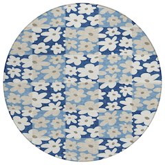 Machine Washable Indoor/Outdoor Chantille ACN2476 Blue 8' x 8' Round Rug