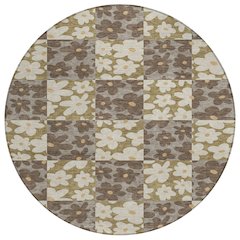 Machine Washable Indoor/Outdoor Chantille ACN2476 Brown 8' x 8' Round Rug