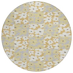 Machine Washable Indoor/Outdoor Chantille ACN2476 Gold 8' x 8' Round Rug