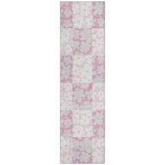 Machine Washable Indoor/Outdoor Chantille ACN2476 Pink 2'3" x 7'6" Runner Rug