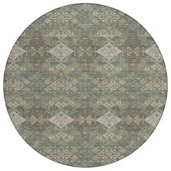 Machine Washable Indoor/Outdoor Chantille ACN2477 Green 8' x 8' Round Rug
