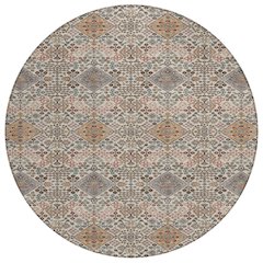 Machine Washable Indoor/Outdoor Chantille ACN2477 Brown 8' x 8' Round Rug