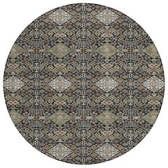 Machine Washable Indoor/Outdoor Chantille ACN2477 Black 8' x 8' Round Rug