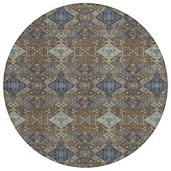 Machine Washable Indoor/Outdoor Chantille ACN2477 Brown 8' x 8' Round Rug