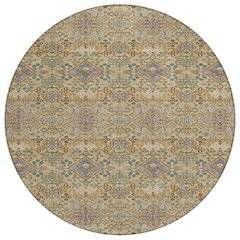 Machine Washable Indoor/Outdoor Chantille ACN2477 Gold 8' x 8' Round Rug