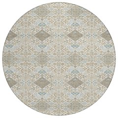 Machine Washable Indoor/Outdoor Chantille ACN2477 Ivory 8' x 8' Round Rug