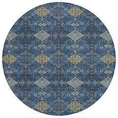 Machine Washable Indoor/Outdoor Chantille ACN2477 Blue 8' x 8' Round Rug