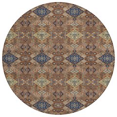 Machine Washable Indoor/Outdoor Chantille ACN2477 Orange 8' x 8' Round Rug